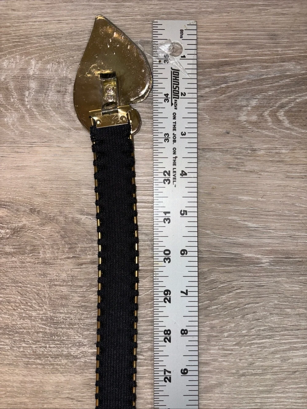 Metallic Gold Leaf Buckle Stretch Belt - Women Accessories Hook and Slit Clasp